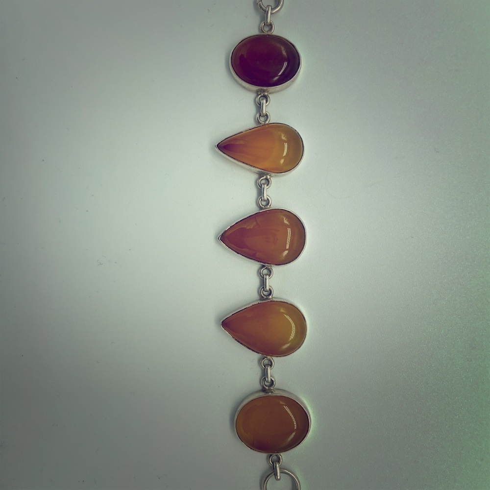 Translucent yellow agate and sterling bracelet
